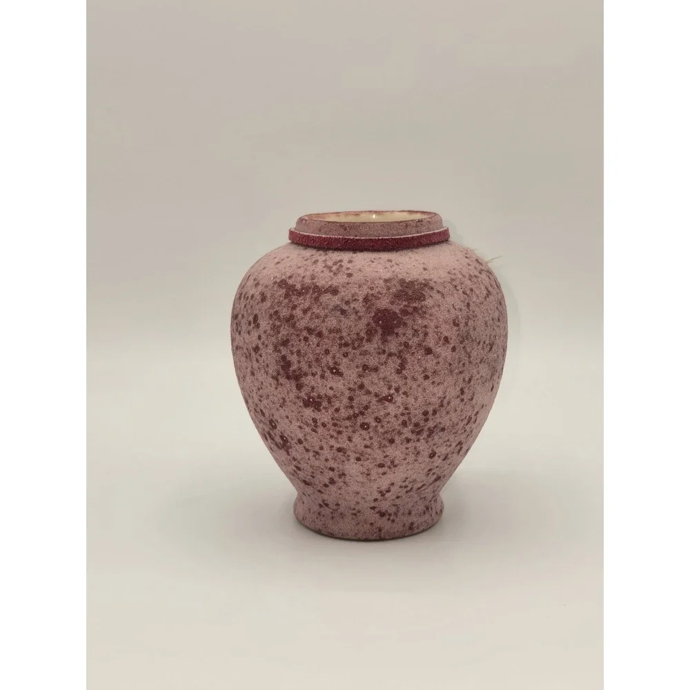 Studio Pottery Vase Signed Pink Speckled Glaze Feather Charm Southwest Style‎ 4